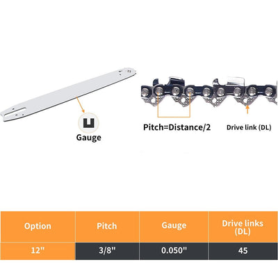 Traderight 12" Chainsaw Chain Blade Saw Replaceent Spare Chains Semi Chisel 2PCS Payday Deals