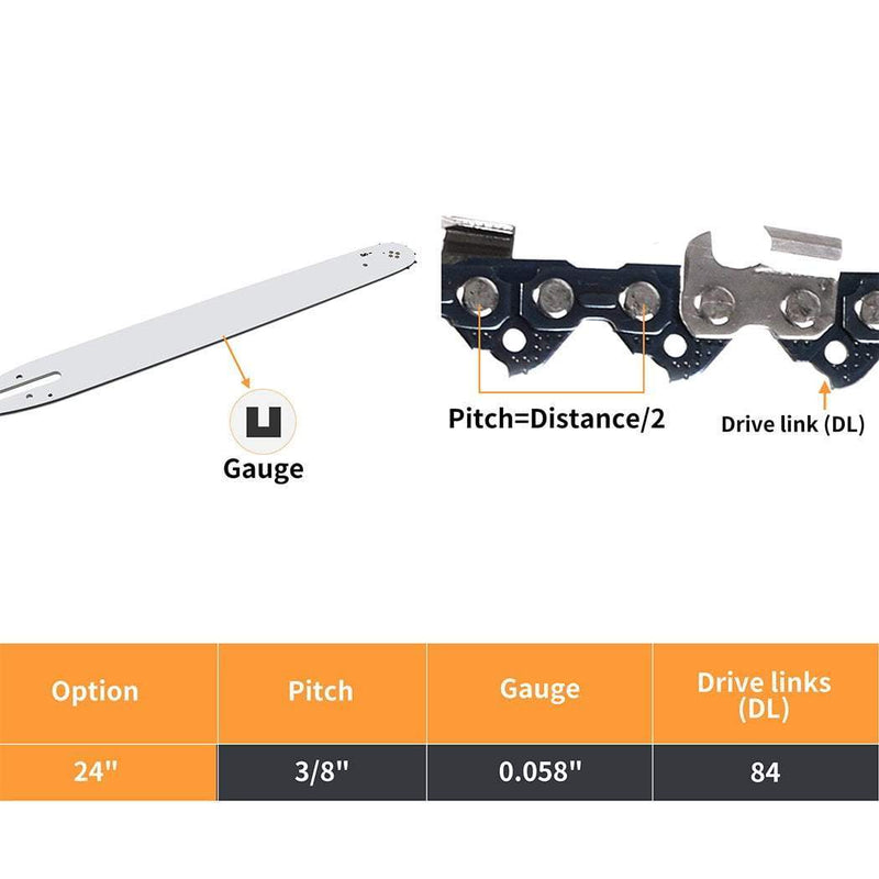 Traderight 24" Chainsaw Chain Blade Saw Replaceent Spare Chains Semi Chisel 2PCS Payday Deals