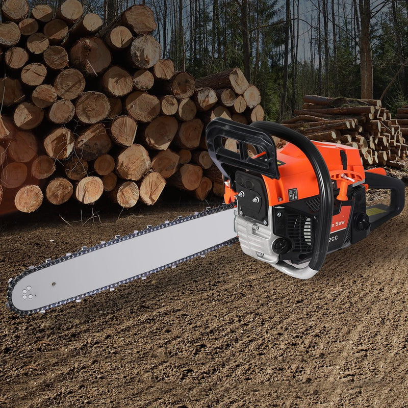 Traderight Chainsaw Commercial E-Start Pruning Petrol Chain Saw Wood 20â€Bar 52CC Payday Deals