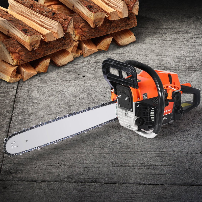 Traderight Chainsaw Commercial E-Start Pruning Petrol Chain Saw Wood 20â€Bar 52CC Payday Deals