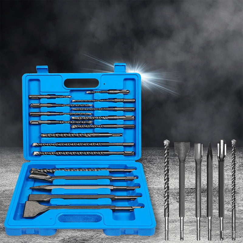 Traderight Drill Bits Set Chisel SDS Plus Rotary Hammer Masonry Concrete 17PCS Payday Deals