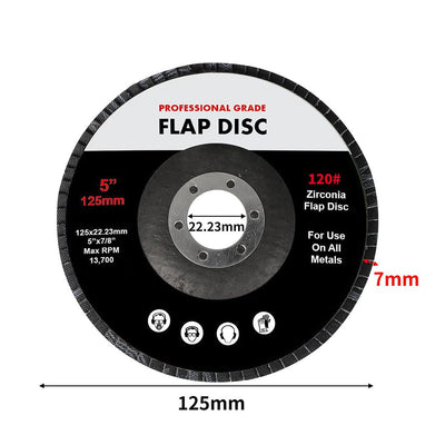 Traderight Flap Discs 125mm 5" Zirconia Sanding Wheel 120 # Sander Grinding x100 Payday Deals