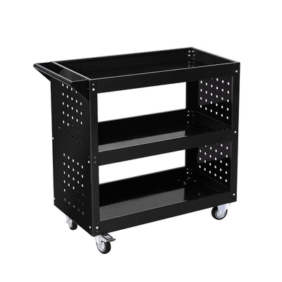 Traderight Tool Trolley Cart Workshop Storage Portable Steel Trolly Black