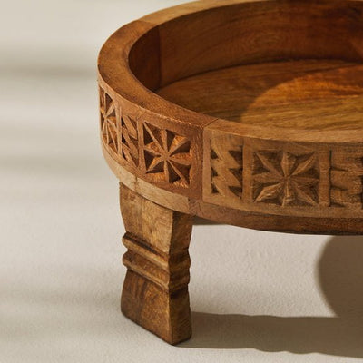 Tree Stripes Tara Hand Carved Chakki Accent Coffee Table (Natural) - Small Payday Deals