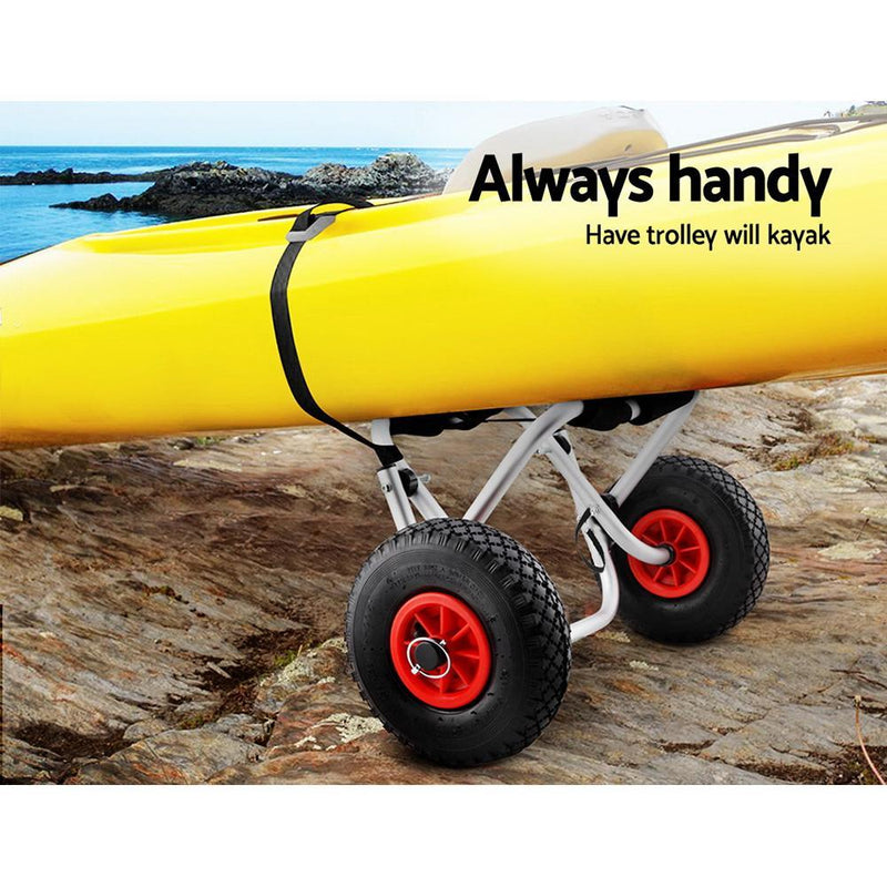 Kayak Trolley Canoe Aluminium Collapsible Wheel Cart Boat Carrier Ski 100KG Payday Deals