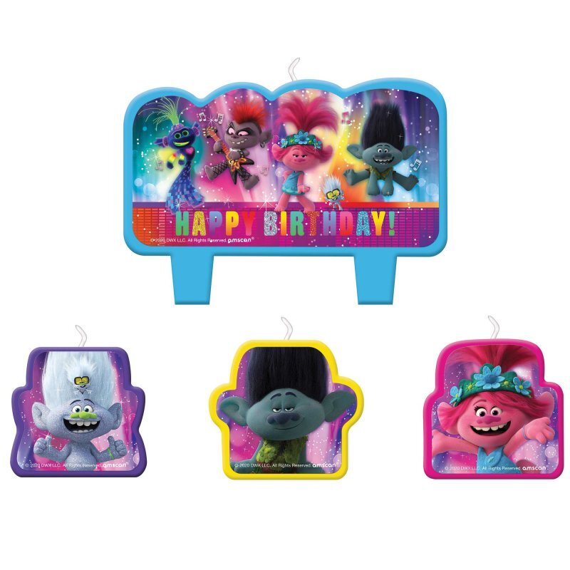 Trolls World Tour Happy Birthday Candle Set 4 Pieces Payday Deals