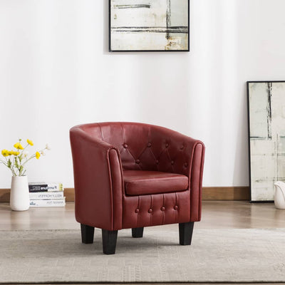 Tub Chair Wine Red Faux Leather Payday Deals