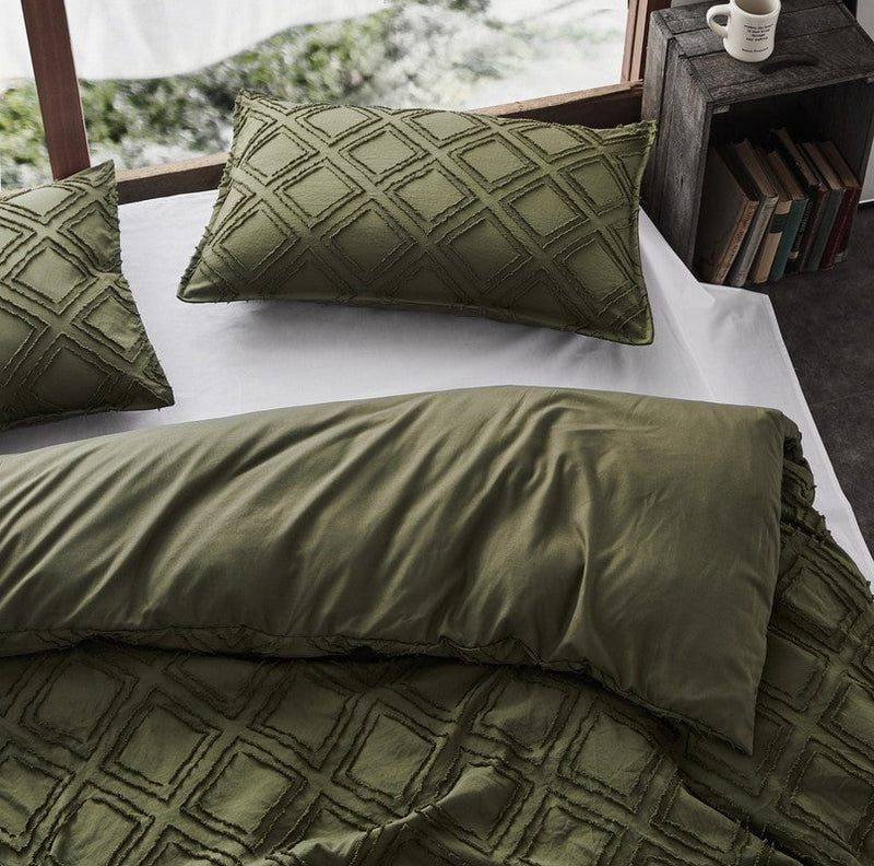 Tufted ultra soft microfiber quilt cover set-single khaiki green Payday Deals