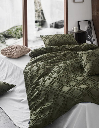 Tufted ultra soft microfiber quilt cover set-single khaiki green Payday Deals