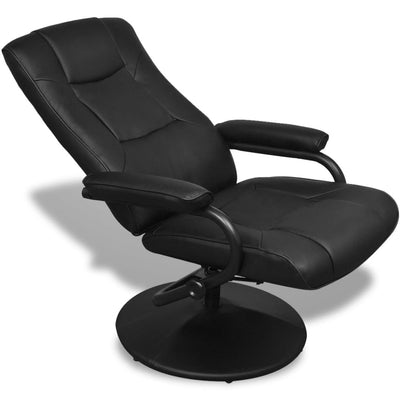 TV Armchair with Footstool Black Faux Leather Payday Deals