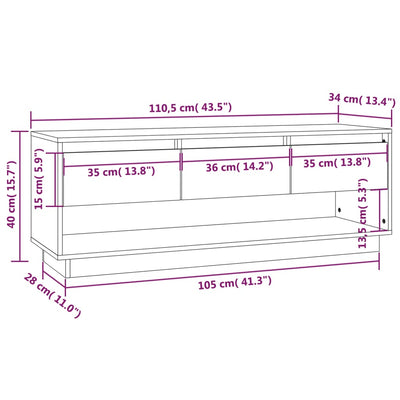 TV Cabinet 110.5x34x40 cm Solid Wood Pine Payday Deals