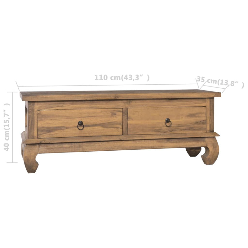 TV Cabinet 110x35x40 cm Solid Teak Wood Payday Deals