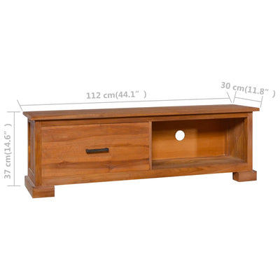 TV Cabinet 112x30x37 cm Solid Teak Wood Payday Deals