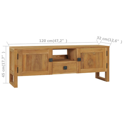 TV Cabinet 120x32x45 cm Solid Teak Wood Payday Deals