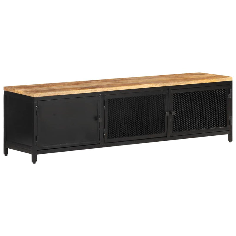 TV Cabinet 130x30x37 cm Solid Rough Mango Wood Payday Deals