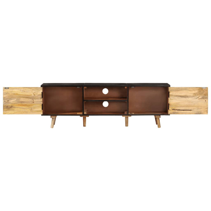 TV Cabinet 140x30x46 cm Rough Mango Wood and Solid Wood Acacia Payday Deals