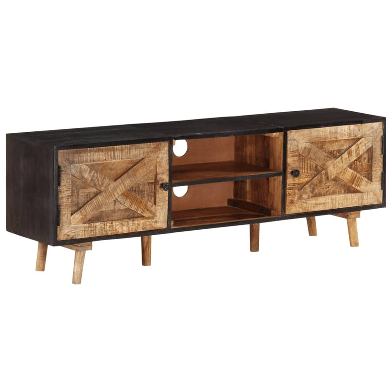 TV Cabinet 140x30x46 cm Rough Mango Wood and Solid Wood Acacia Payday Deals