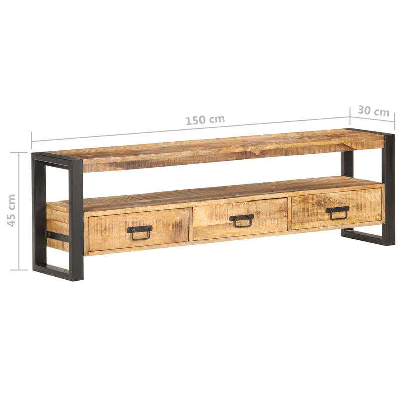 TV Cabinet 150x30x45 cm Solid Rough Mango Wood Payday Deals