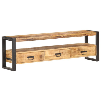 TV Cabinet 150x30x45 cm Solid Rough Mango Wood Payday Deals