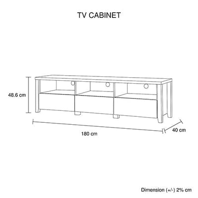 TV Cabinet 3 Storage Drawers with Shelf Natural Wood like MDF Entertainment Unit in Oak Colour Payday Deals