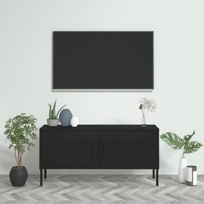 TV Cabinet Black 105x35x50 cm Steel Payday Deals