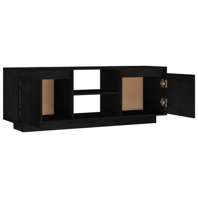 TV Cabinet Black 110x30x40 cm Solid Pinewood Payday Deals