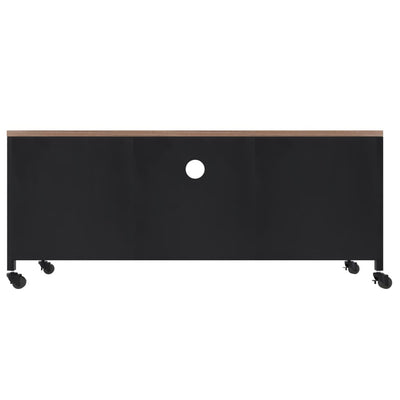 TV Cabinet Black 110x30x43 cm Iron and Solid Wood Fir Payday Deals