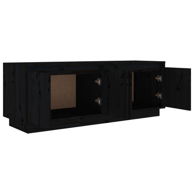 TV Cabinet Black 110x34x40 cm Solid Wood Pine Payday Deals