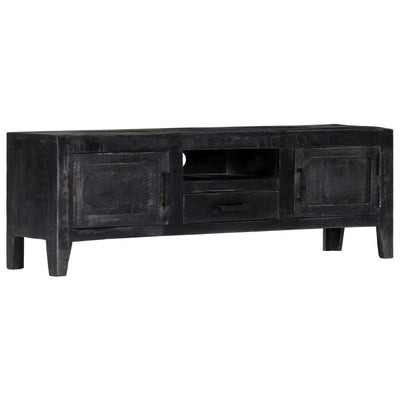 TV Cabinet Black 118x30x40 cm Solid Mango Wood Payday Deals