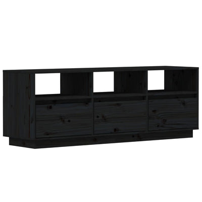 TV Cabinet Black 140x37x50 cm Solid Wood Pine Payday Deals