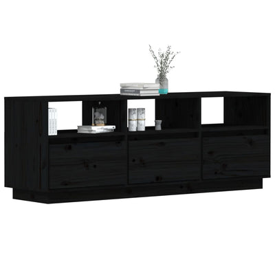 TV Cabinet Black 140x37x50 cm Solid Wood Pine Payday Deals