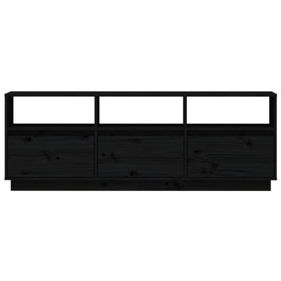 TV Cabinet Black 140x37x50 cm Solid Wood Pine Payday Deals