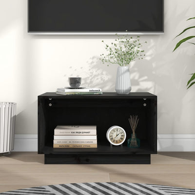 TV Cabinet Black 60x35x35 cm Solid Wood Pine Payday Deals
