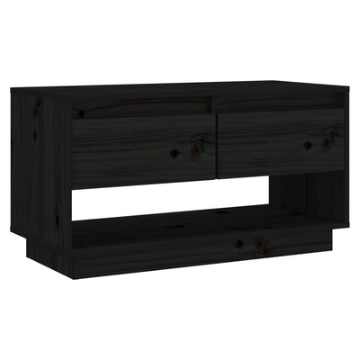 TV Cabinet Black 74x34x40 cm Solid Wood Pine Payday Deals