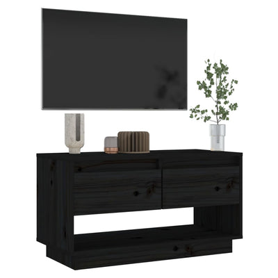 TV Cabinet Black 74x34x40 cm Solid Wood Pine Payday Deals