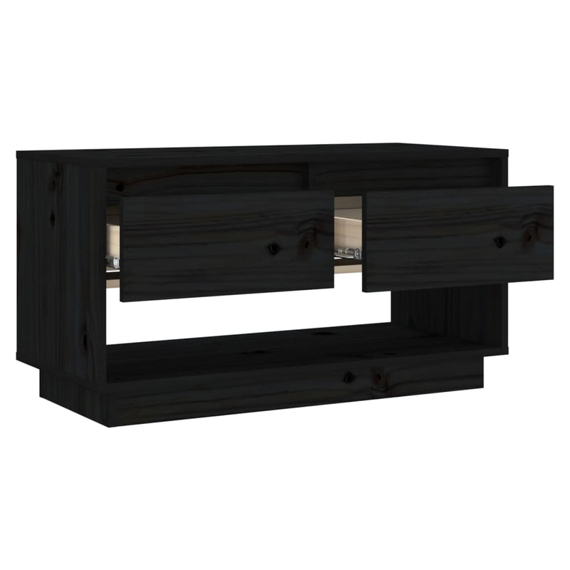 TV Cabinet Black 74x34x40 cm Solid Wood Pine Payday Deals