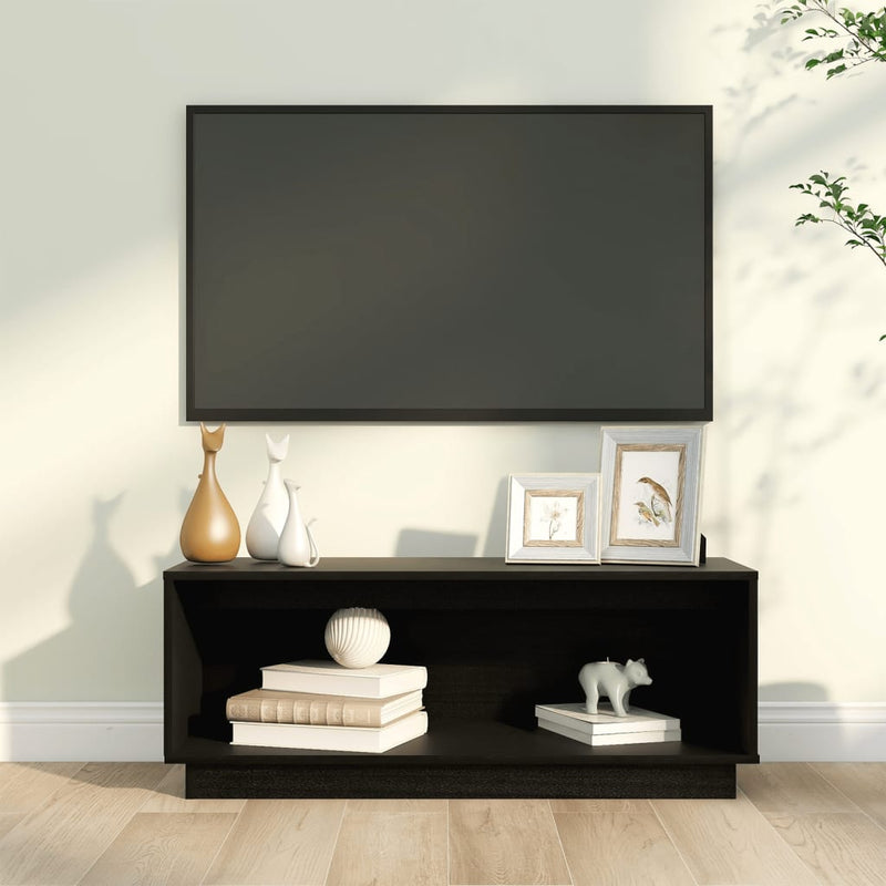 TV Cabinet Black 90x35x35 cm Solid Wood Pine Payday Deals