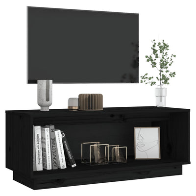 TV Cabinet Black 90x35x35 cm Solid Wood Pine Payday Deals