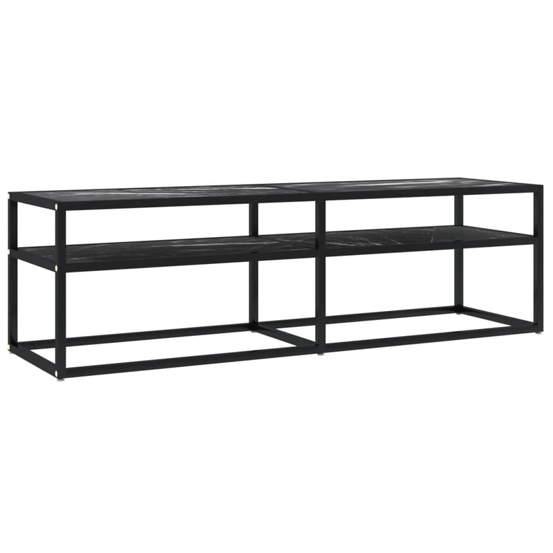 TV Cabinet Black Marble 140x40x40.5 cm Tempered Glass Payday Deals