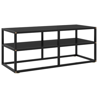 TV Cabinet Black with Black Glass 100x40x40 cm