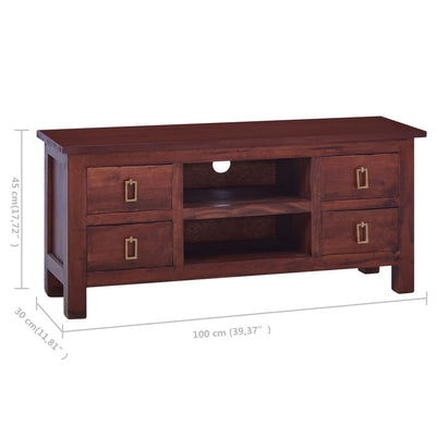 TV Cabinet Classical Brown 100x30x45 cm Solid Mahogany Wood Payday Deals