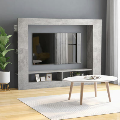 TV Cabinet Concrete Grey 152x22x113 cm Engineered Wood