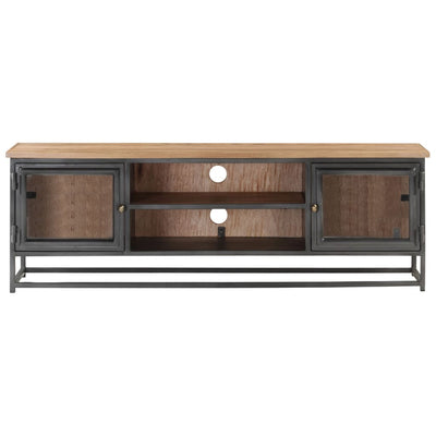 TV Cabinet Grey 120x30x40 cm Solid Acacia Wood and Steel Payday Deals