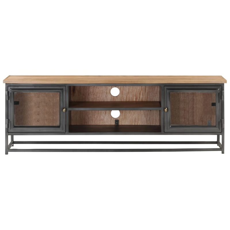 TV Cabinet Grey 120x30x40 cm Solid Acacia Wood and Steel Payday Deals