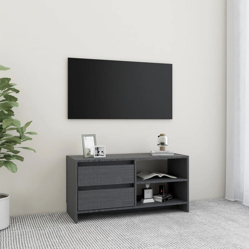 TV Cabinet Grey 80x31x39 cm Solid Pinewood Payday Deals