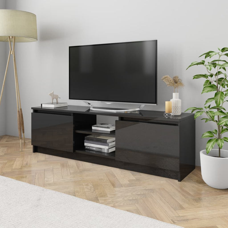 TV Cabinet High Gloss Black 120x30x35.5 cm Engineered Wood Payday Deals