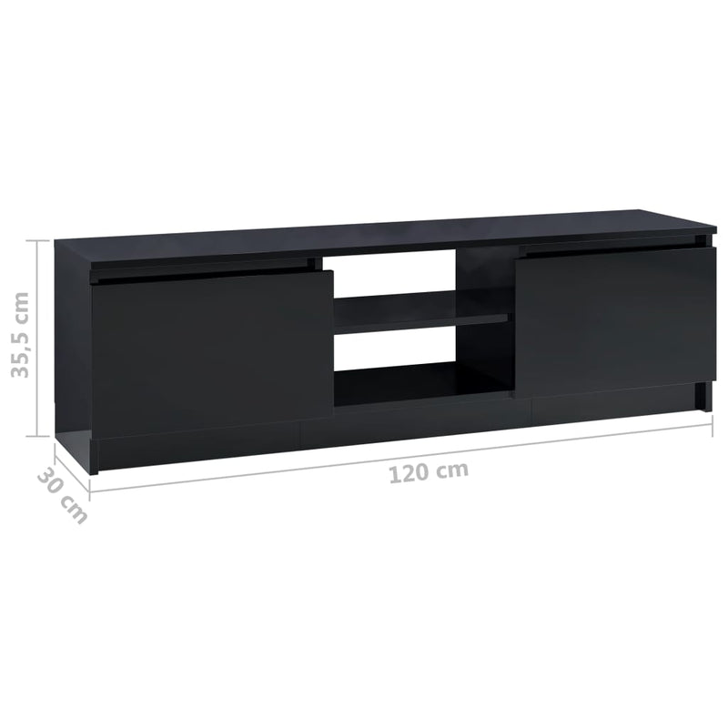 TV Cabinet High Gloss Black 120x30x35.5 cm Engineered Wood Payday Deals
