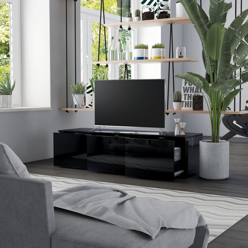 TV Cabinet High Gloss Black 120x34x30 cm Engineered Wood Payday Deals