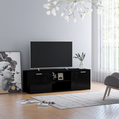 TV Cabinet High Gloss Black 120x34x37 cm Engineered Wood