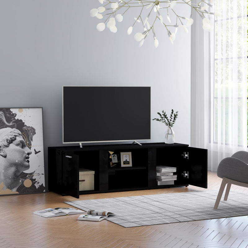 TV Cabinet High Gloss Black 120x34x37 cm Chipboard Payday Deals